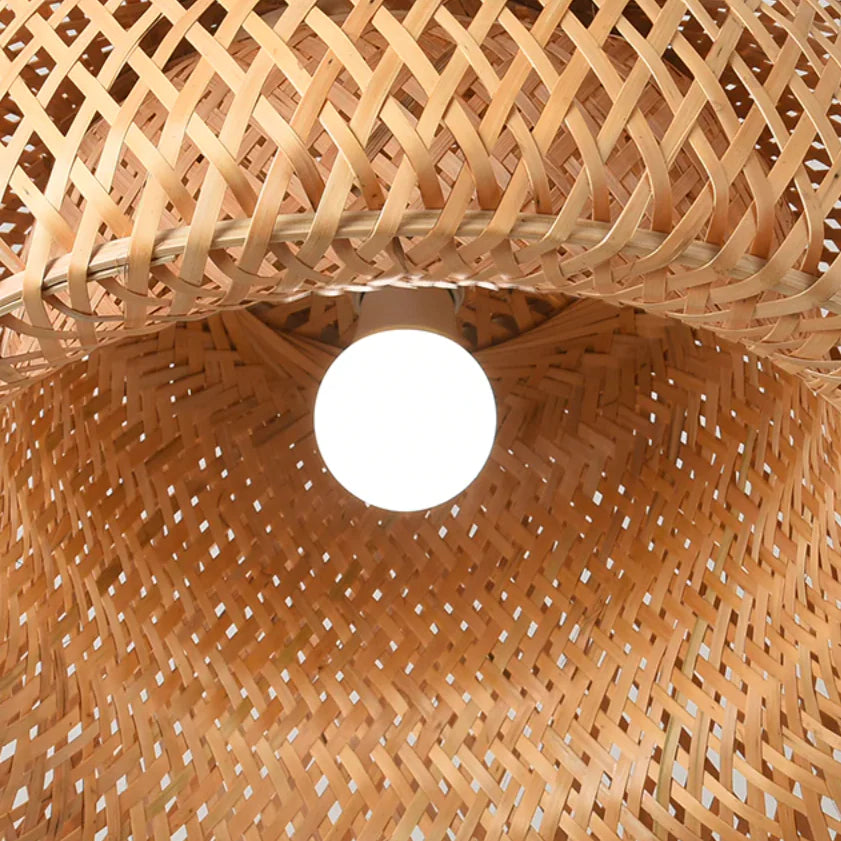 Woven Bamboo Pendant Light – Natural Boho Charm with Dimmable Glow