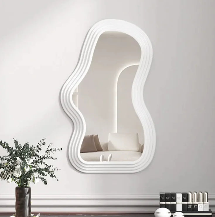 Modern Curve Wall Mirror – Black & White Minimalist Decor
