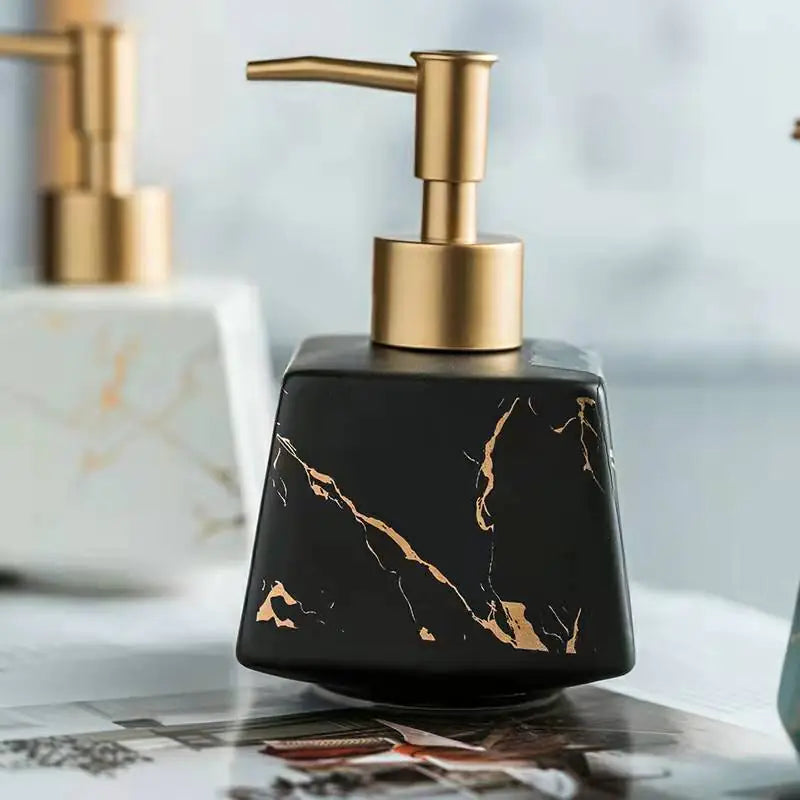 Ceramic Marble Bathroom Pump Bottles – Luxury Soap & Shampoo Dispensers (260ml) Any 2 for only $54.99