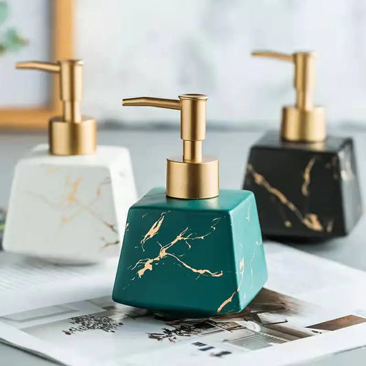 Ceramic Marble Bathroom Pump Bottles – Luxury Soap & Shampoo Dispensers (260ml) Any 2 for only $54.99