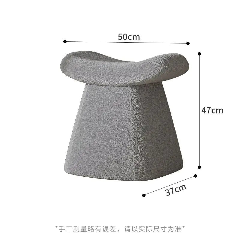 European-Style Vanity Stool with Lamb Wool Upholstery