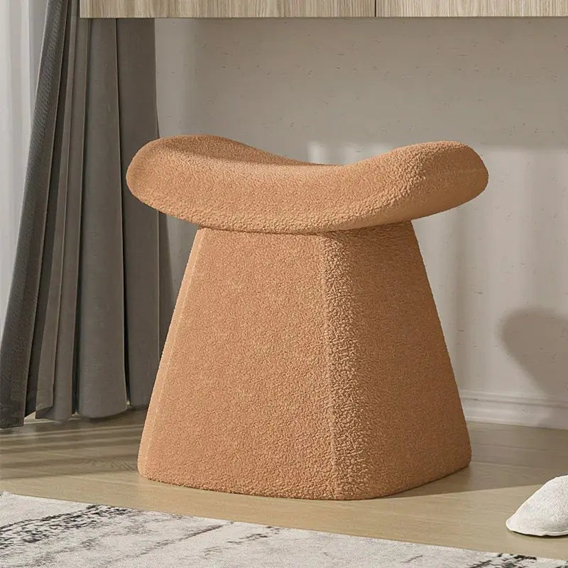 European-Style Vanity Stool with Lamb Wool Upholstery