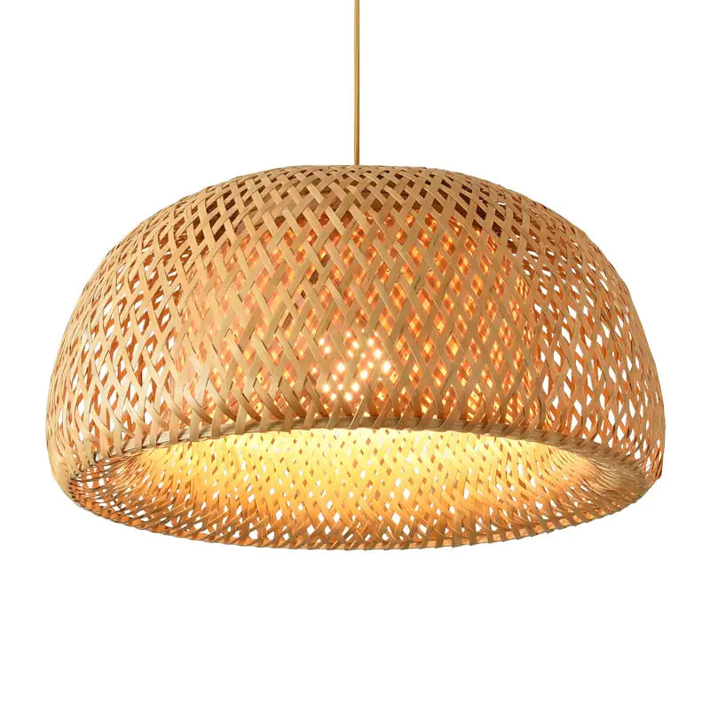 Woven Bamboo Pendant Light – Natural Boho Charm with Dimmable Glow