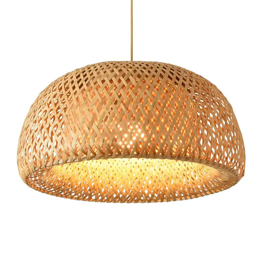 Woven Bamboo Pendant Light – Natural Boho Charm with Dimmable Glow