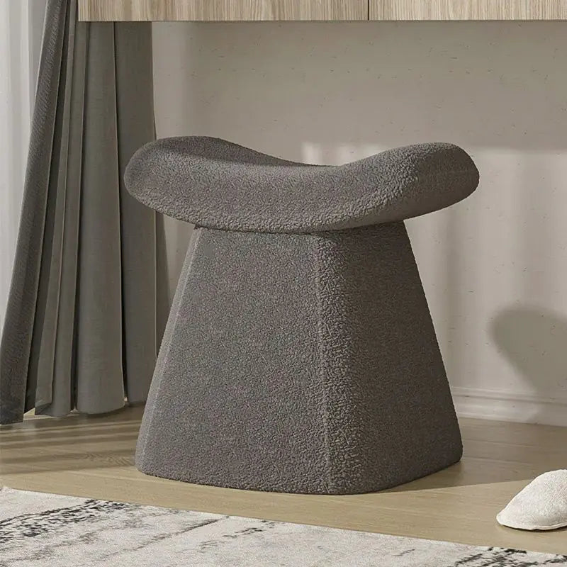 European-Style Vanity Stool with Lamb Wool Upholstery