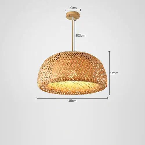 Woven Bamboo Pendant Light – Natural Boho Charm with Dimmable Glow