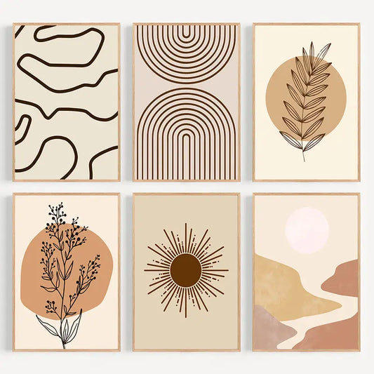 Boho Landscape Canvas Wall Art – Set of 6 (Available in 3 Sizes)