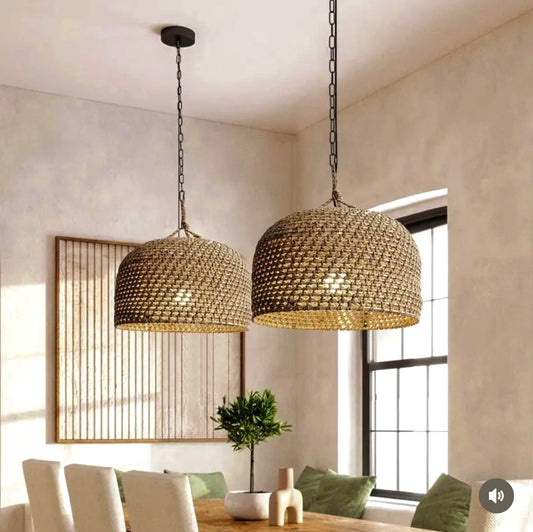 Vintage Hotel Homestay Bedroom Light Hemp Rope Woven Zen Tea Room