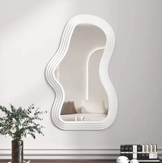 Modern Curve Wall Mirror – Black & White Minimalist Decor