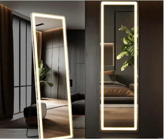 Modern Full-Length LED Mirror with 3-Color Lighting – Premium Nano Glass (Multiple Sizes)