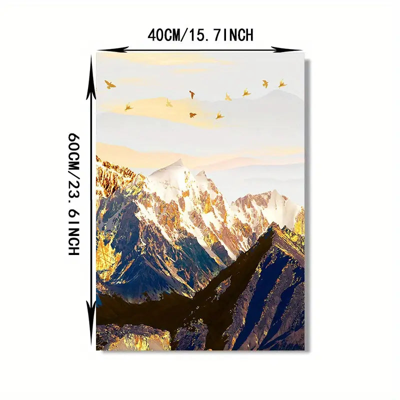 Golden Snow 3pcs Mountain Canvas Wall Art – Modern Luxury Home Decor (Multiple Sizes)