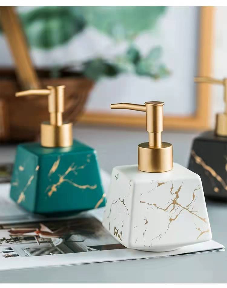 Ceramic Marble Bathroom Pump Bottles – Luxury Soap & Shampoo Dispensers (260ml) Any 2 for only $54.99