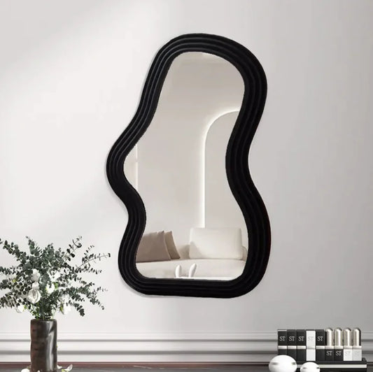 Modern Curve Wall Mirror – Black & White Minimalist Decor